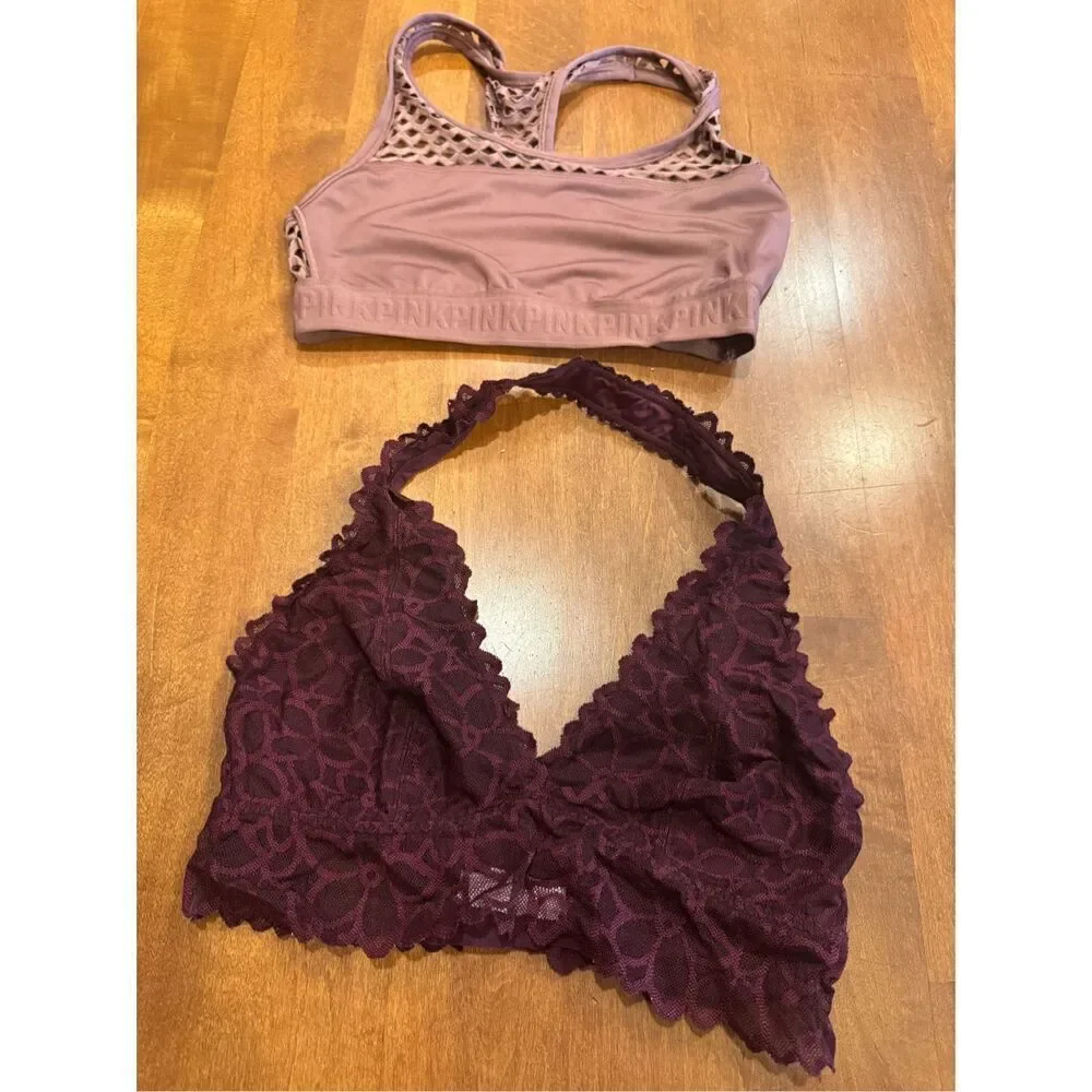 Women’s Victoria’s Secret Pink Bralette and sports bra bundle size medium